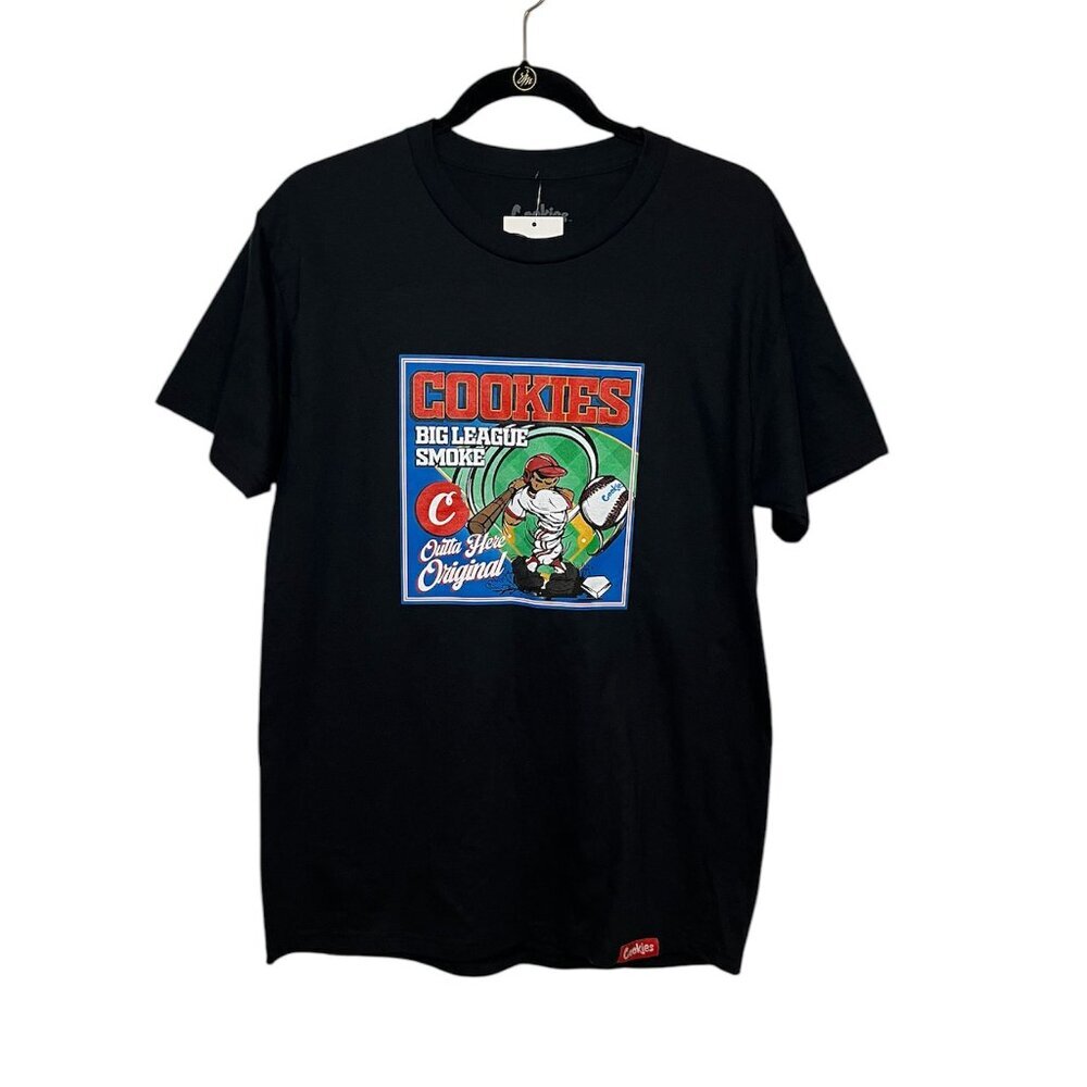 Cookies Big League 100% Cotton Graphic T-shirt Black Size: Medium